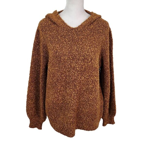 Ady P Brown Sweater Hoodie NWT Size Small Golden Brown Chunky Knit Sweater - Picture 1 of 9